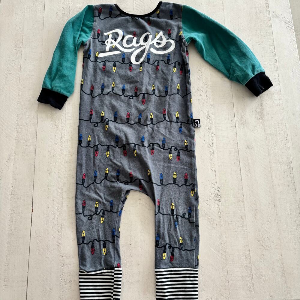 RAGS to Raches Christmas Lights Romper Size 2T VGUC